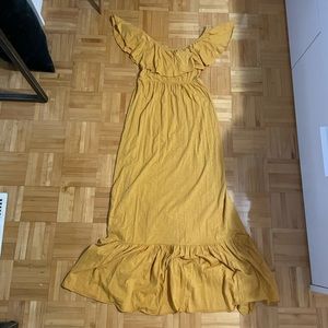 Yellow off the shoulder maxi dress
